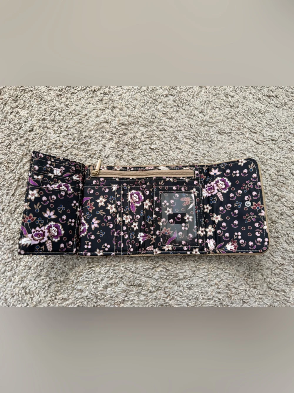 Vera Bradley Quilted Trifold Wallet - Camel Tan